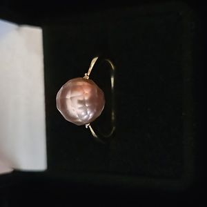 Purple Edison Pearl 10mm and Diamond Accent Ring